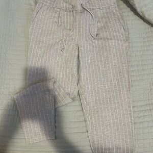 Gray Striped Office Jogger Pants